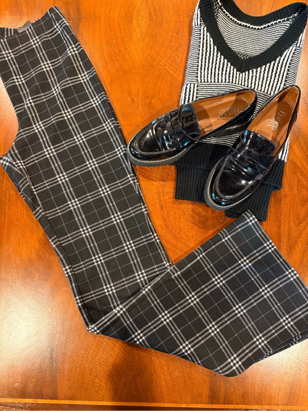 Black & White Plaid Pants bell bottom, size S, vest, and shoes not included
